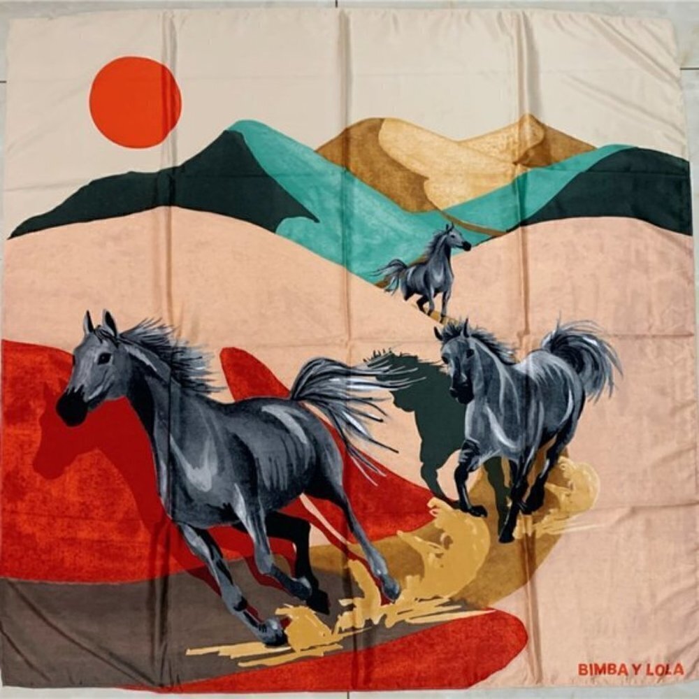 MASSIVE Bimba Y Lola 🐎 Equestrian / Desert Landscape Scarf Anthropologie - Picture 2 of 6